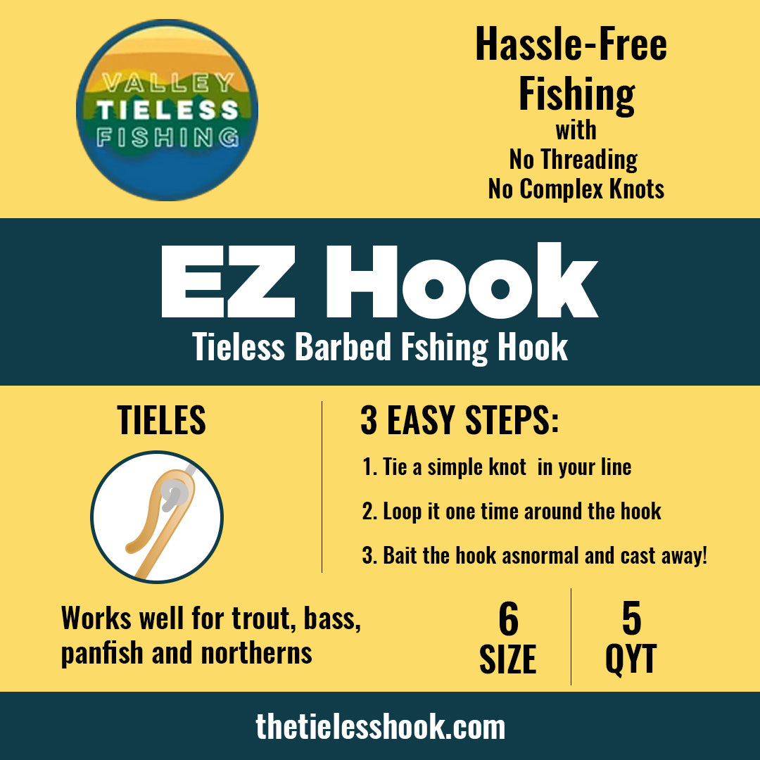 Buy Size 6 Fishing Hook - Pack of 5 — The Valley Tieless Fishing